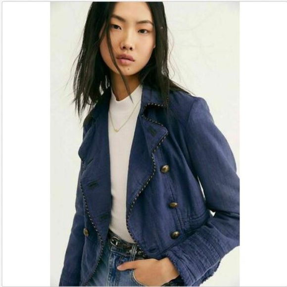 Free People Jackets & Blazers - Free People Blue Button up Blazer Jacket NWOT